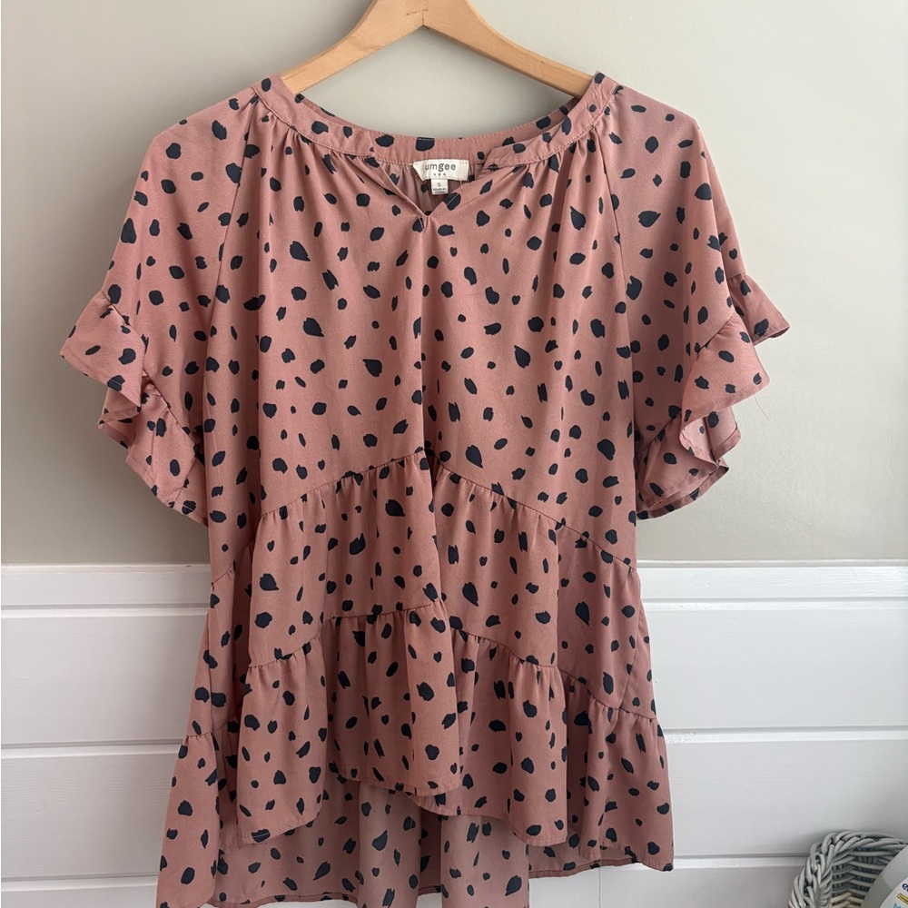 Umgee Mauve Ruffle Sleeve Blouse